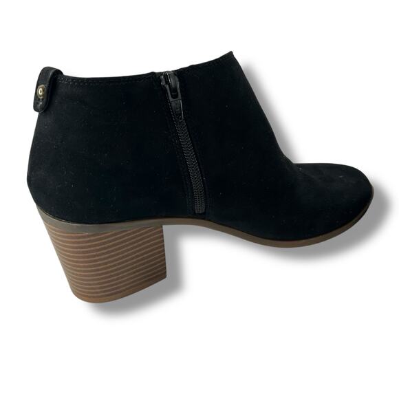 NEW Style & Co Black Micro Suede Booties Size 9 Block Heel asymmetric Short Boot - Picture 5 of 7